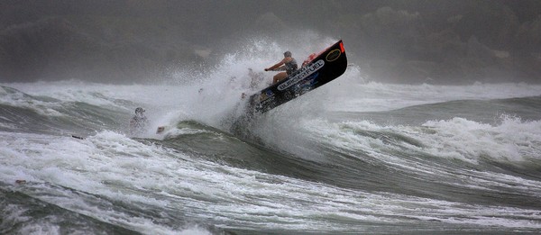 Piha men's surf boat crew competing at last week's Northern Regional championships in Mount Maunganui.